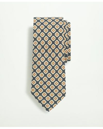 Brooks Brothers Linen Jacquard Geo Pattern Tie - White