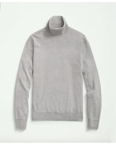 Brooks Brothers Fine Merino Wool Turtleneck Sweater - Gray