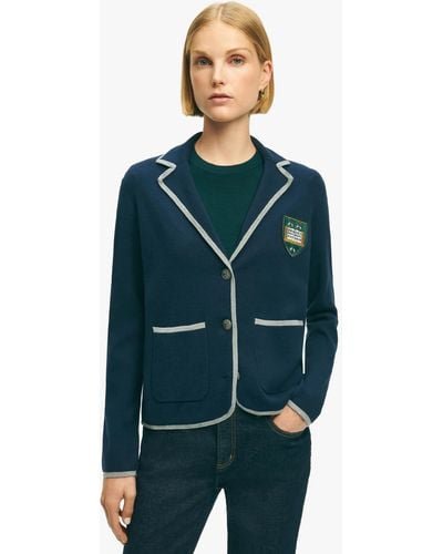 Brooks Brothers Navy Cotton Blend Cardigan Sweater - Azul