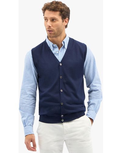 Brooks Brothers Navy Silk-cashmere Blend Sweater Vest - Azul