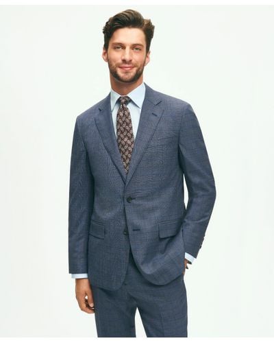 Brooks Brothers Slim Fit Wool Checked 1818 Suit - Blue