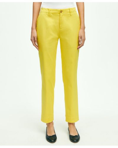 Brooks Brothers Garment Washed Stretch Cotton Chinos - Yellow