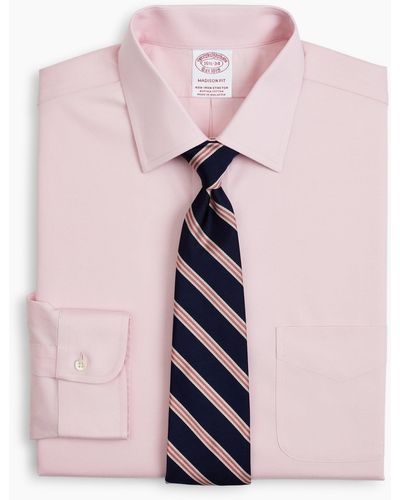 Brooks Brothers Stretch Soho Extra-slim-fit Dress Shirt, Non-iron Pinpoint Ainsley Collar - Pink