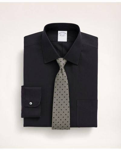 Brooks Brothers Stretch Supima Cotton Non-iron Pinpoint Oxford Ainsley Collar Dress Shirt - Black