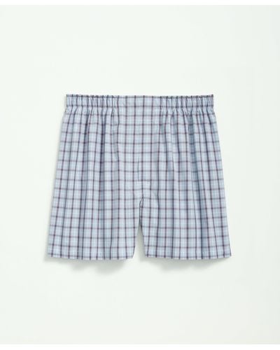 Brooks Brothers Cotton Broadcloth Plaid Boxers - Blue