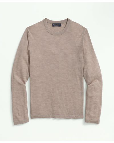Brooks Brothers Ultra-fine Merino Crewneck Sweater - Natural