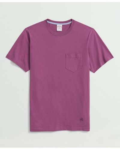Brooks Brothers Washed Supima Cotton Pocket Crewneck T-shirt - Purple