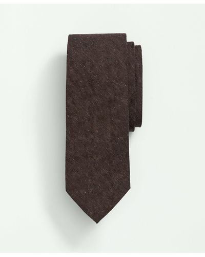 Brooks Brothers Silk Wool Flecked Herringbone Tie - Brown