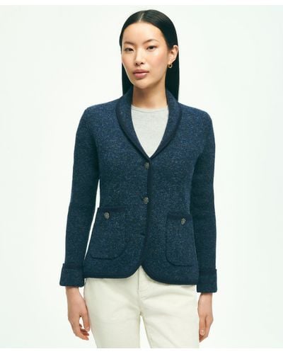 Brooks Brothers Wool Shawl Collar Sweater Jacket - Blue