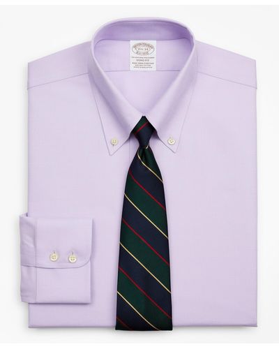 Brooks Brothers Stretch Milano Slim-fit Dress Shirt, Non-iron Royal Oxford Ainsley Collar - Purple