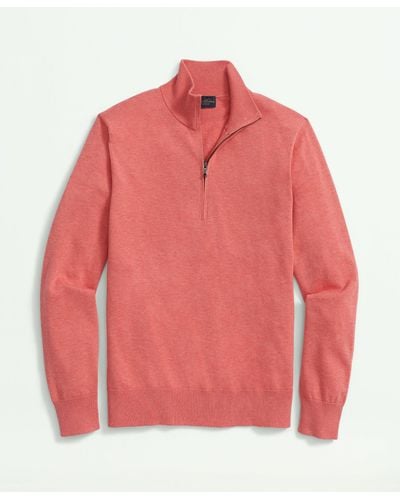 Brooks Brothers Supima Cotton Half-zip Sweater - Pink