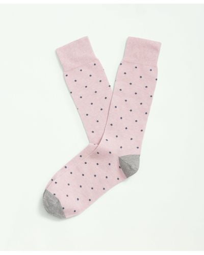 Brooks Brothers Cotton Blend Dot Socks - Pink