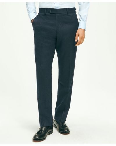Brooks Brothers Traditional Fit Wool Flannel Dress Pants - Blue