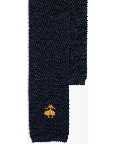 Brooks Brothers Cravatta In Maglia Con Logo - Blu
