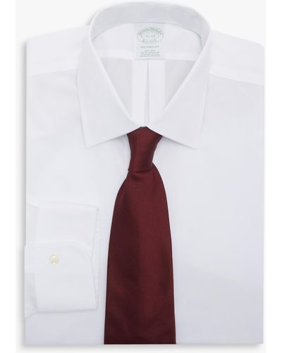 Brooks Brothers Camisa Blanca Slim Fit Non-iron De Algodón Con Cuello Ainsley - Blanco