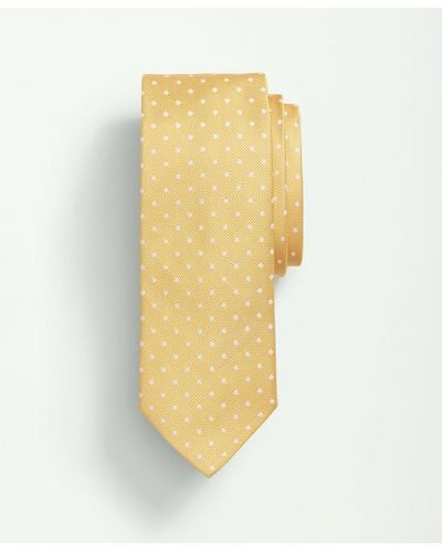Brooks Brothers Silk Basketweave Dot Tie - Yellow