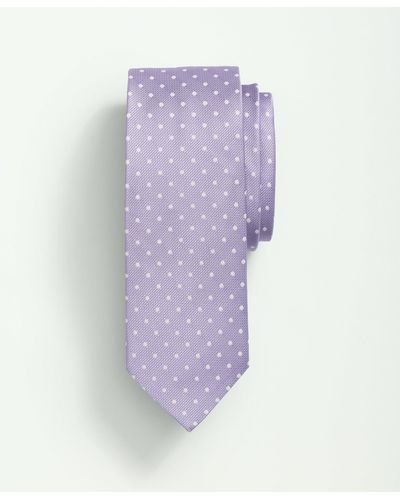 Brooks Brothers Silk Basketweave Dot Tie - Purple