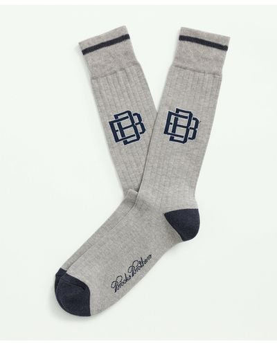 Brooks Brothers Cotton Blend Varsity Socks - White