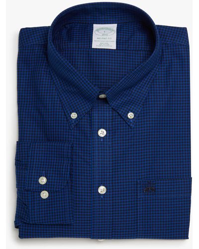 Brooks Brothers Camicia Sportiva Milano Slim Fit In Oxford Non-iron, Colletto Button-down - Blu