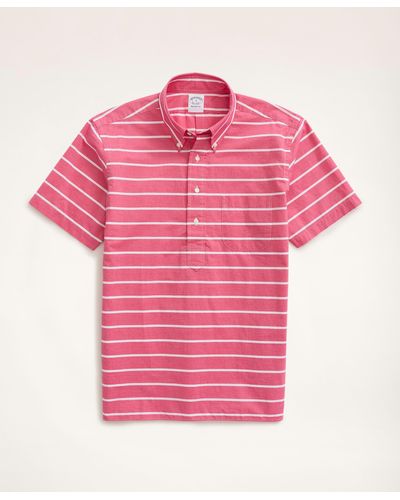Brooks Brothers Regent Regular-fit Original Broadcloth Short-sleeve Popover Shirt - Red