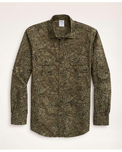 Brooks Brothers Regent Regular-fit Sport Shirt, Floral Camouflage Print - Green