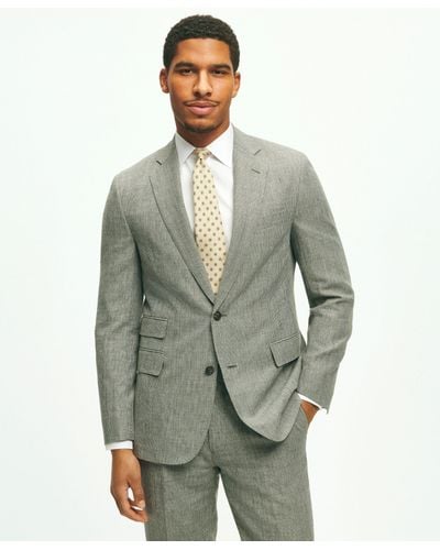 Brooks Brothers Classic Fit 1818 Houndstooth Suit In Linen-wool Blend - Green