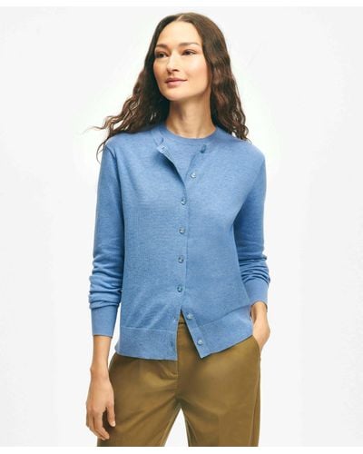 Brooks Brothers Supima Cotton Cardigan Sweater - Blue