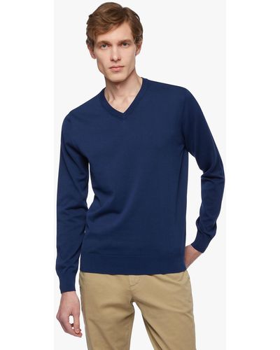 Brooks Brothers Pullover Mit V-ausschnitt Aus Baumwolle - Blau