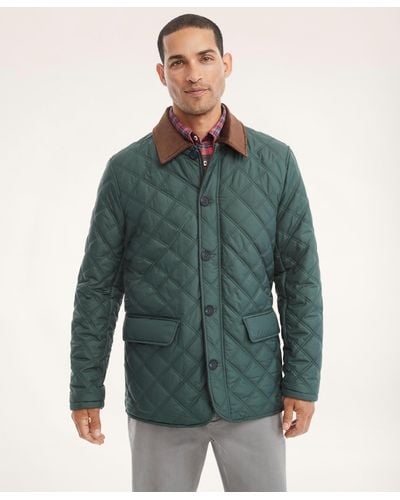 Brooks Brothers Paddock Diamond Quilted Coat - Green