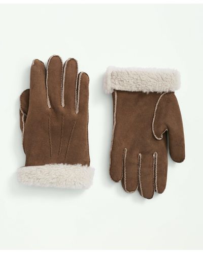 Brooks Brothers Shearling Sheepskin Gloves - Brown