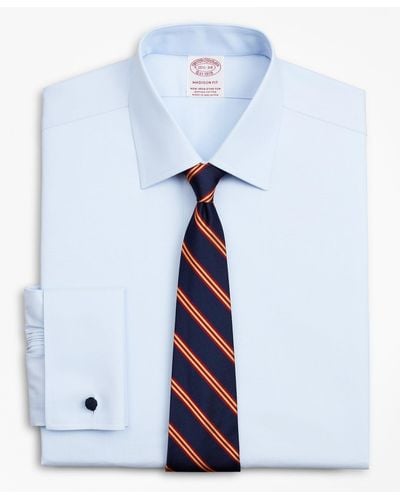 Brooks Brothers Stretch Soho Extra-slim-fit Dress Shirt, Non-iron Pinpoint Ainsley Collar French Cuff - Blue
