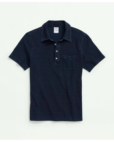 Brooks Brothers Vintage Pique Indigo Short-sleeve Polo Shirt - Blue
