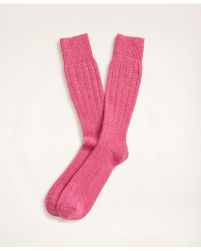 Brooks Brothers Cashmere Crew Socks - Pink
