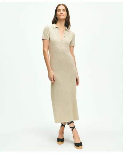 Brooks Brothers Maxi Polo Dress In Lurex Thread - White