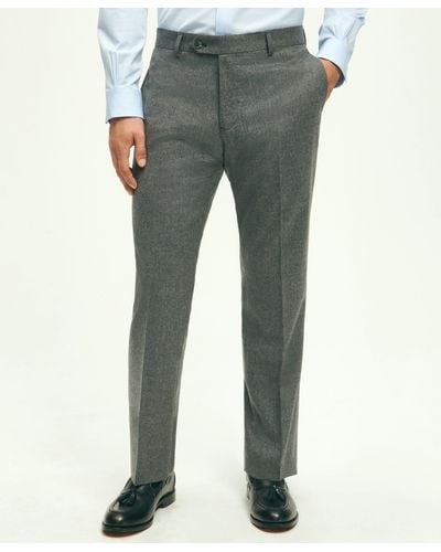 Brooks Brothers Classic Fit Wool Flannel Dress Pants - Gray