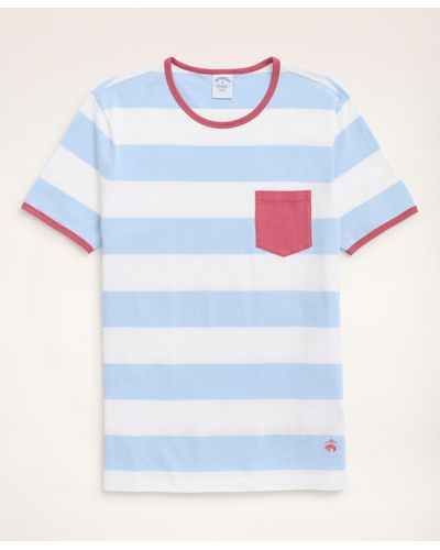 Brooks Brothers Cotton Striped Pocket T-shirt - Blue