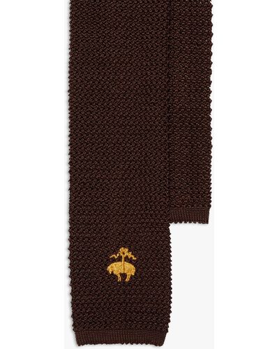 Brooks Brothers Knitted Tie With Logo - Marrón