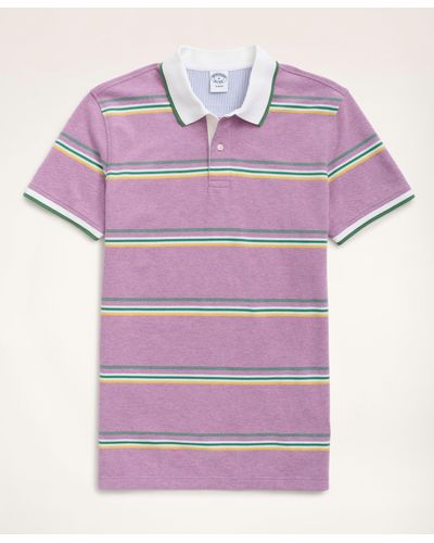 Brooks Brothers Slim-fit Stretch Cotton Striped Polo Shirt - Pink