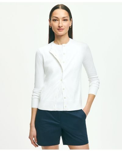 Brooks Brothers Supima Cotton Cardigan Sweater - White
