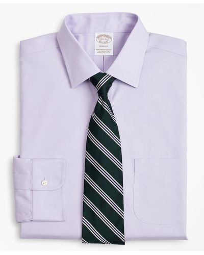 Brooks Brothers Stretch Soho Extra-slim-fit Dress Shirt, Non-iron Pinpoint Ainsley Collar - Purple