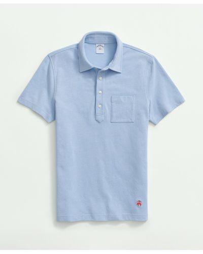 Brooks Brothers The Vintage Oxford-collar Polo Shirt In Cotton Blend - Blue