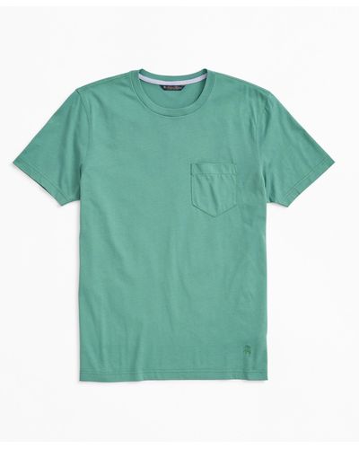Brooks Brothers Washed Supima Cotton Pocket Crewneck T-shirt - Green