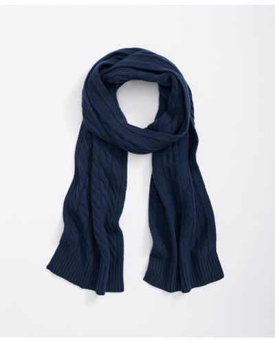 Brooks Brothers Merino Wool And Cashmere Blend Cable Knit Scarf - Blue