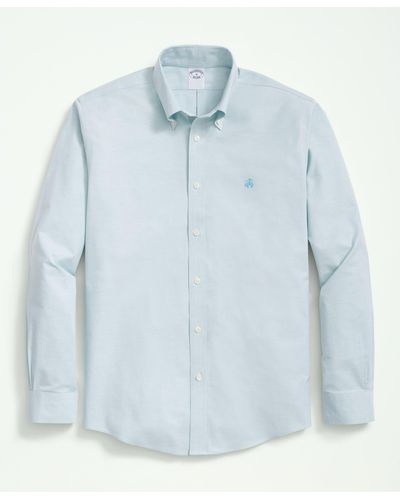 Brooks Brothers Stretch Cotton Non-iron Oxford Polo Button Down Collar Shirt - Blue