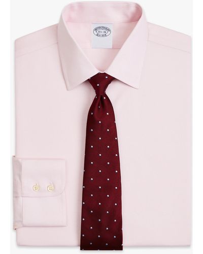 Brooks Brothers Camicia Rosa Pastello Regular Fit Non-iron Con Collo Ainsley - Rosso