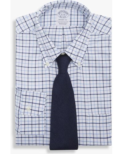 Brooks Brothers Blaues Regular-fit Non-iron Hemd Aus Baumwollstretch Mit Button-down-kragen