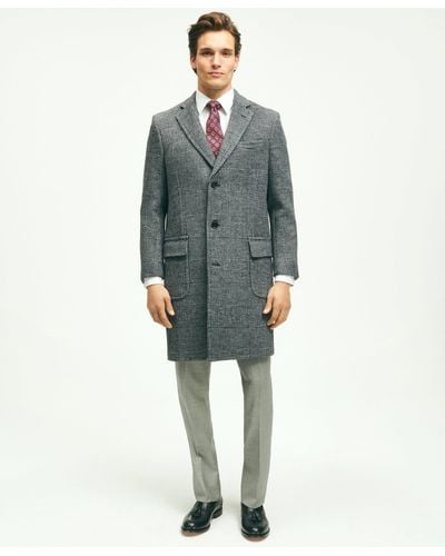 Brooks Brothers Wool Blend Double-faced Glen Plaid Overcoat - Blue