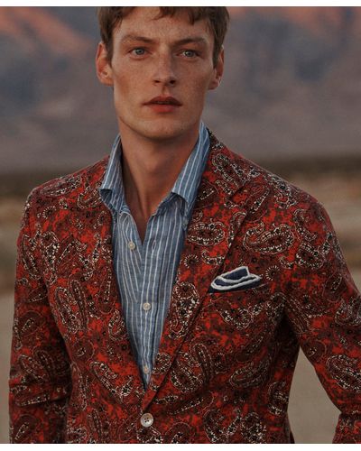 Brooks Brothers Slim Fit Paisley Suit Jacket In Cotton Blend - Red