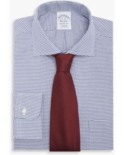 Brooks Brothers Camicia Blu Regular Fit Non-iron Con Collo Aperto - Viola