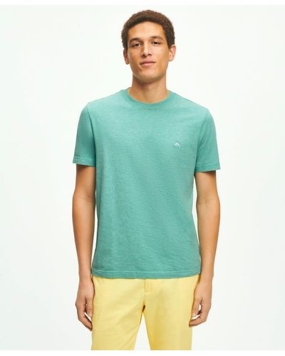Brooks Brothers Regular Fit Supima Cotton Crewneck Short Sleeve Logo T-shirt - Green